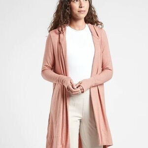 Women's Athleta Harmony 2.0 wrap Pink Hooded Cardigan Sweater medium